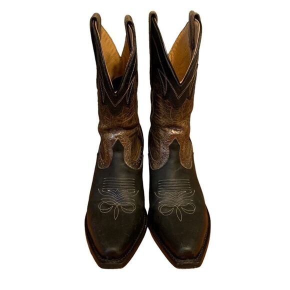 Sterling River SR151 Western Cowboy Boots Black Brown Leather 7.5B Women - Picture 3 of 7